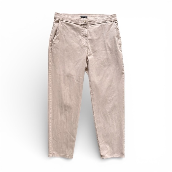 Eileen Fisher Tan Organic Cotton Stretch Ankle Comfort Chino Pants Size 12 - Picture 2 of 15
